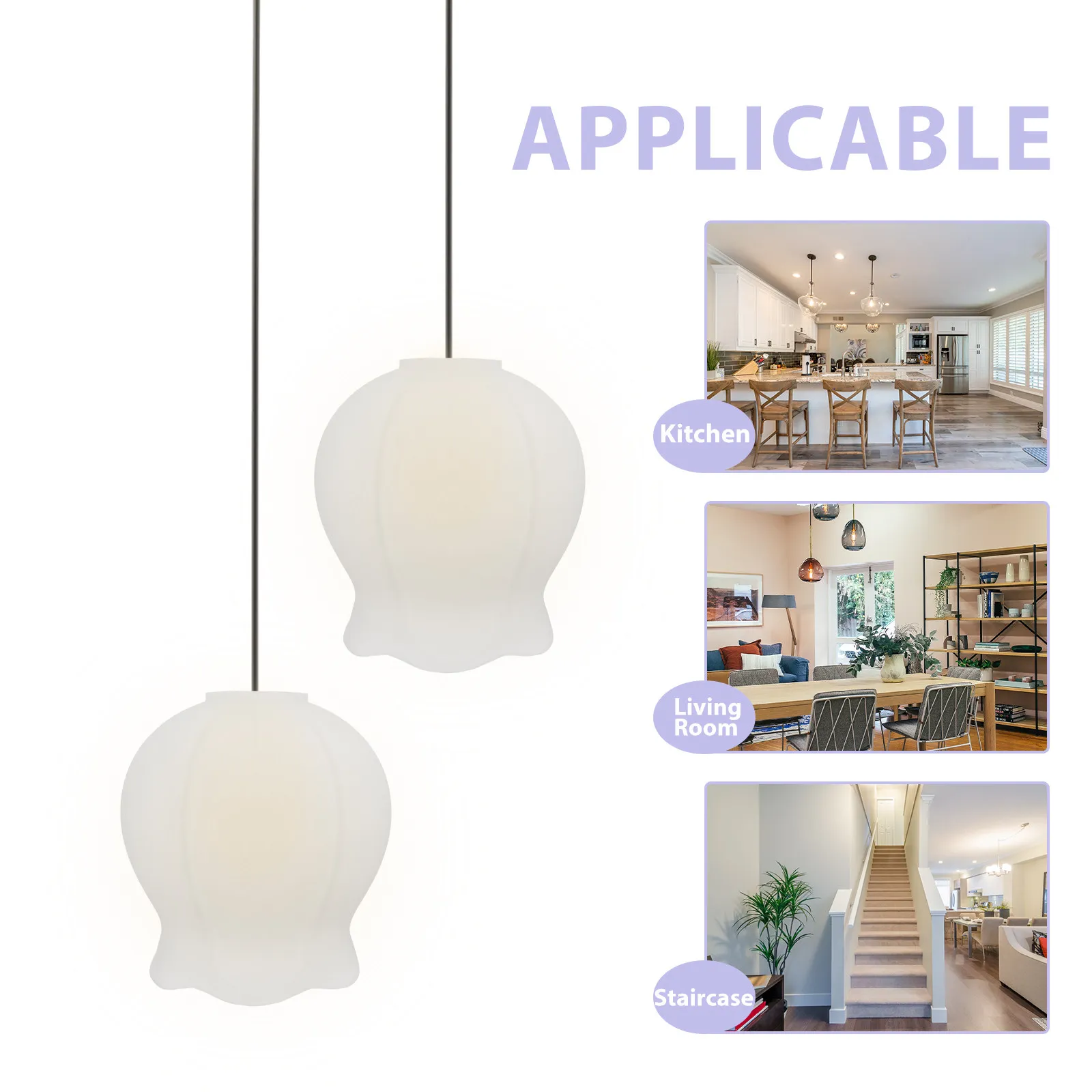 Floral Glass Lamp Shade Replacement Globe Petal Design Lampshade Cover for Living Room Bedroom Table Bedside Lamp