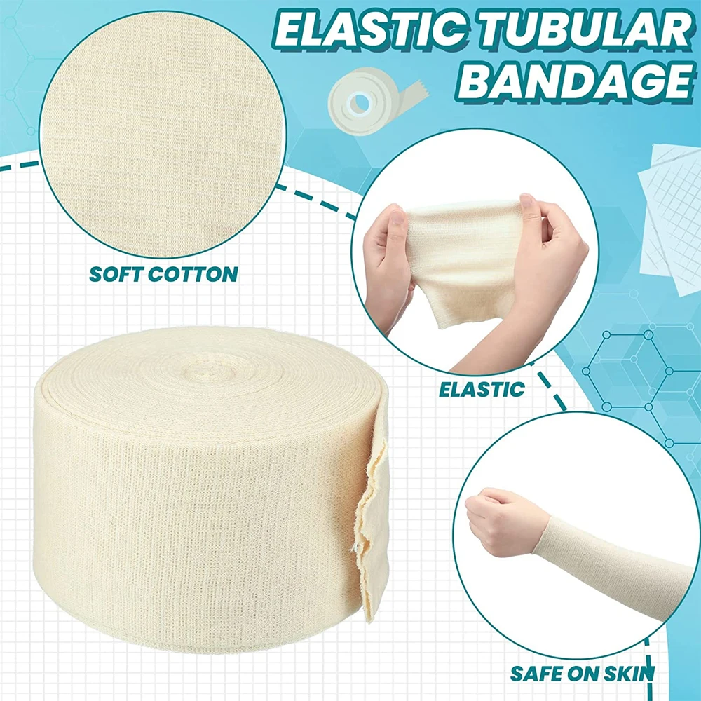 1Roll Cotton Stockinette Tubular Elastic Bandage Cast Sleeves Roll Elastic Wrap Tube Bandages for Arm Elbow Leg Knee Thigh Ankle