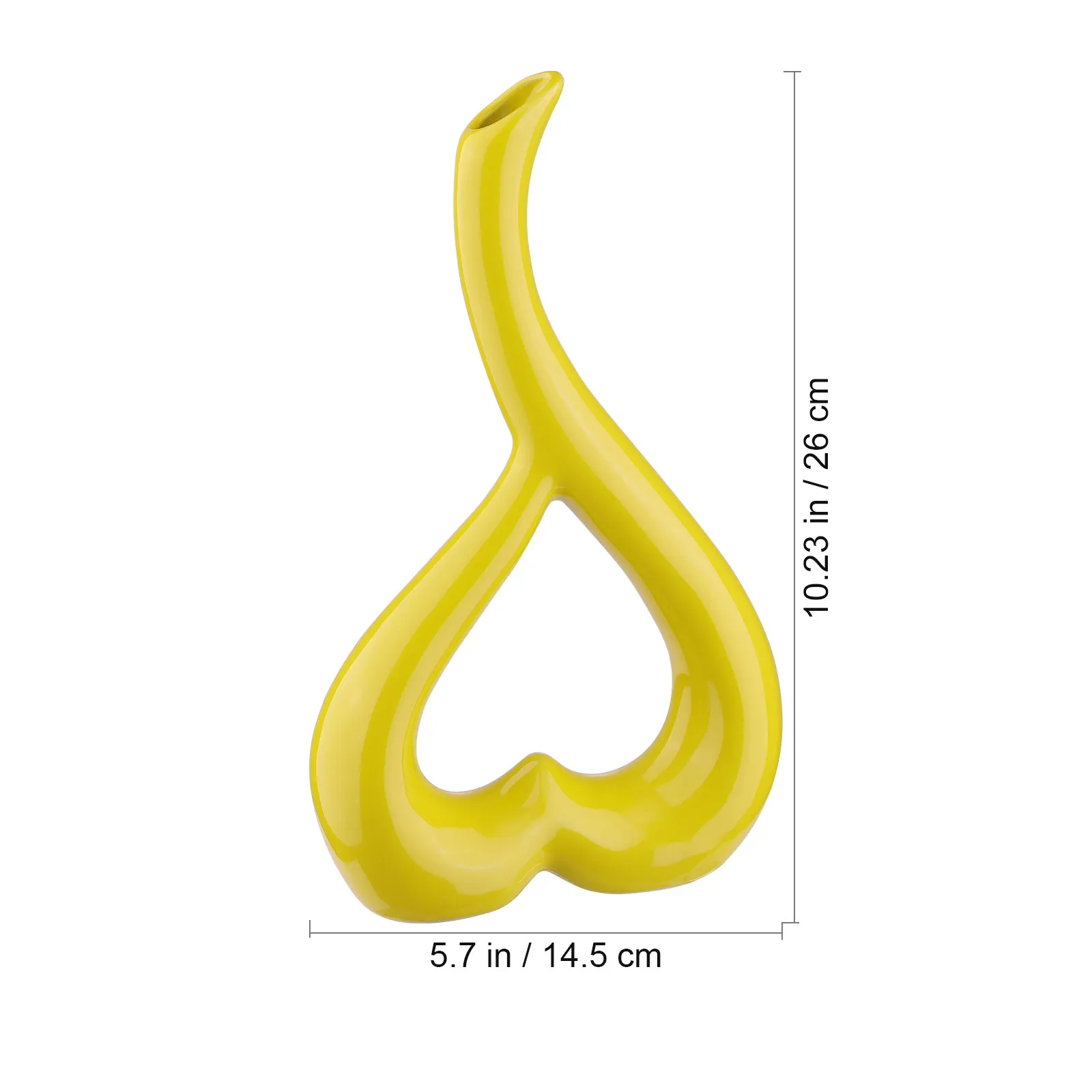 Heart-Shaped Ceramic Flower Receptacle Yellow Non-Slip Pads Swan-Neck Mouth Perfect for Bouquets Home Decor Valentine's Day
