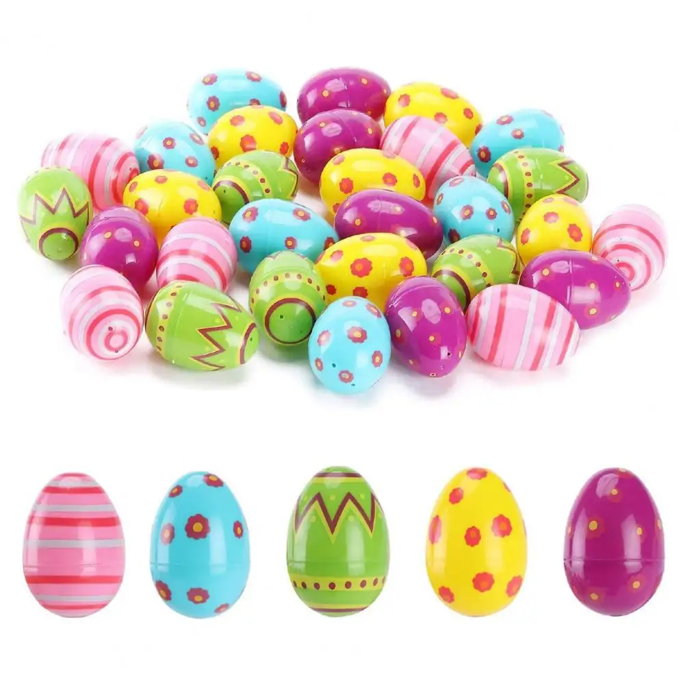 3Pcs Easter Egg Vibrant Color Cartoon Pattern Capsule Eggshell Surprise Balls Toy for Easter Day Eggshell Decoration Kid Gifts