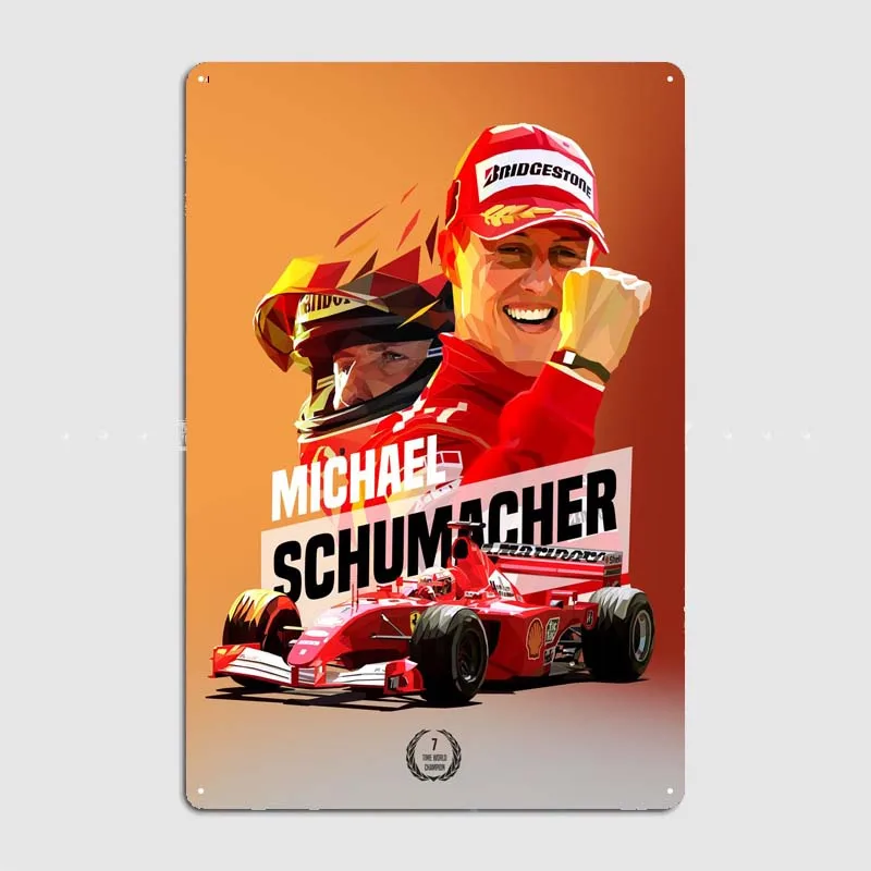 Michael Schumacher Decoration Bedroom Metal Signs Vintage Poster Garage Bedroom Decor F1 Metal Wall Art Mural Man Cave Retro Bar