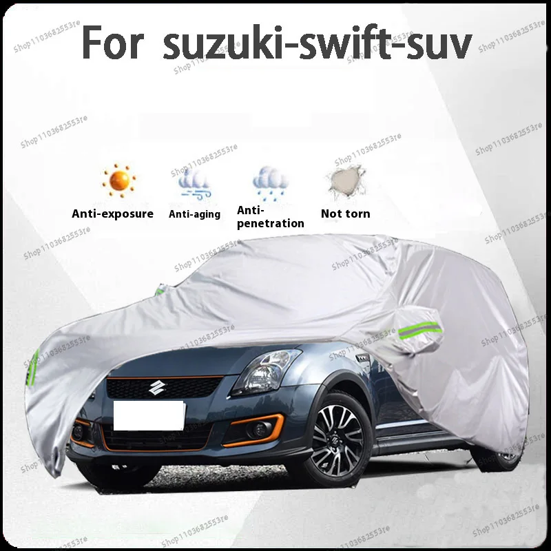 

Чехол для автомобиля Suzuki Swift Fit — водонепроницаемый, пылезащитный, солнцезащитный козырек (УФ), снегозащитный | Серебряное полное покрытие с защитой в течение всего дня