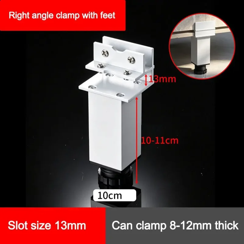 Aluminum Alloy Adjustable Support Leg Bracket White Waterproof Glass Tile Fixing Clip Rust Resistant Heavy Duty