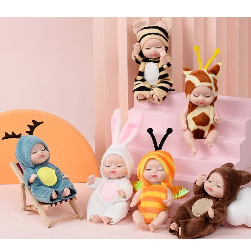 1PCS Simulation Princess Dolls Toy Mini Cute Sleeping Baby Series Doll Cartoon Animal Toy For Kids Kawaii Dolls Girl's Gift
