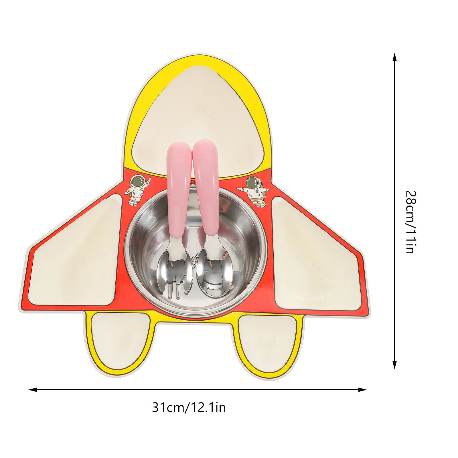 1Set Airplane Shaped Divided Food Plate for Toddlers Kids Eating Bowl with Spoon Fork Set Fine Workmanship Safe Easy