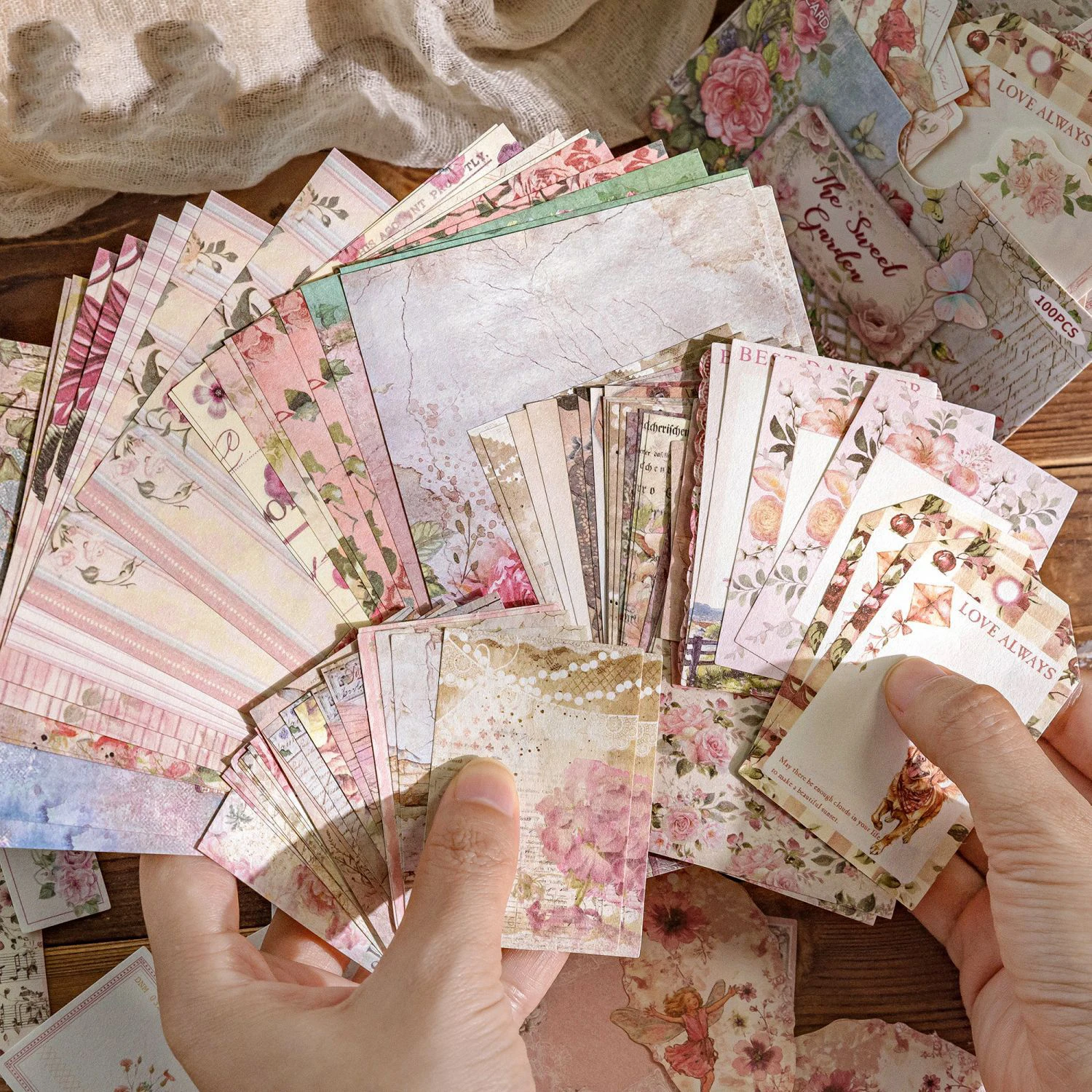 ชนบท Post Office Series Vintage ดอกไม้ Hollow ภูมิทัศน์วัสดุแพคเกจ Creative DIY Journal Collage สมุดภาพเครื่องเขียน