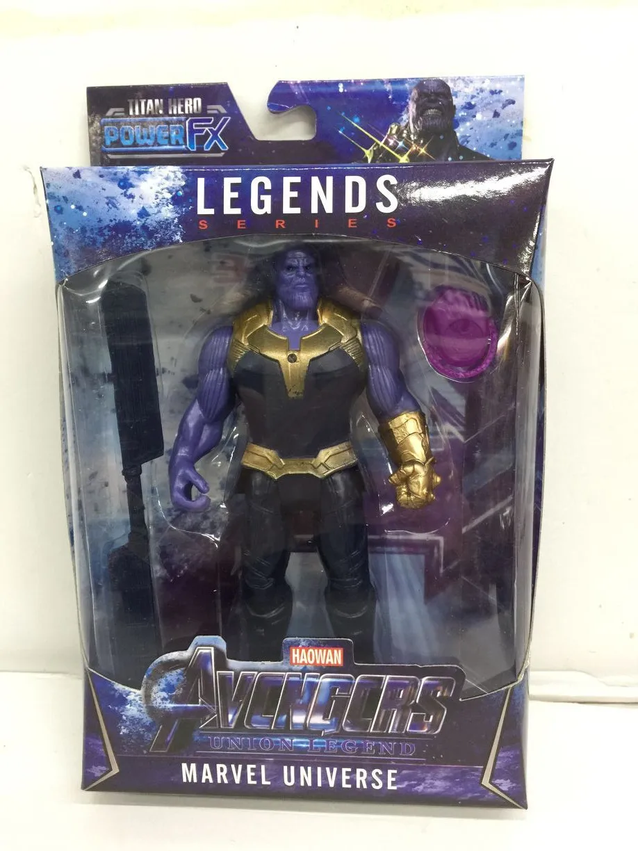 Anime LED Thanos Black Panther Action Figure Kids Marvel Captain America Thor Iron Man Hulk Avengers Hobby Toys Model Doll Decor