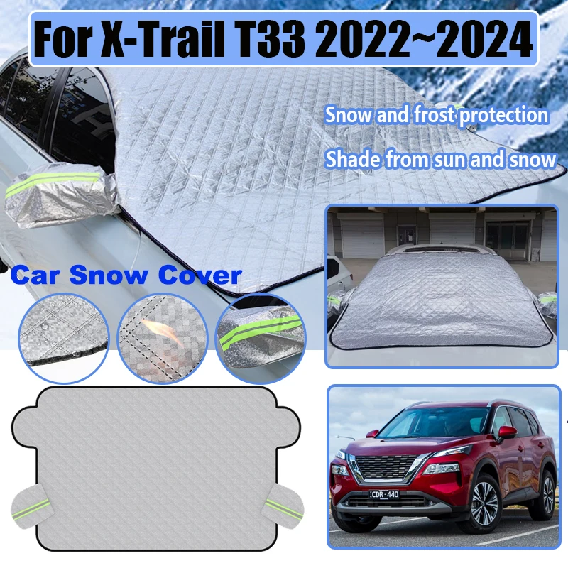 

Автомобильный снежный щиток для Nissan X-Trail T33 2022 ~ 2024 Rogue, защита от мороза, передний солнцезащитный козырек на лобовое стекло, утолщенное пальто, автомобильные аксессуары