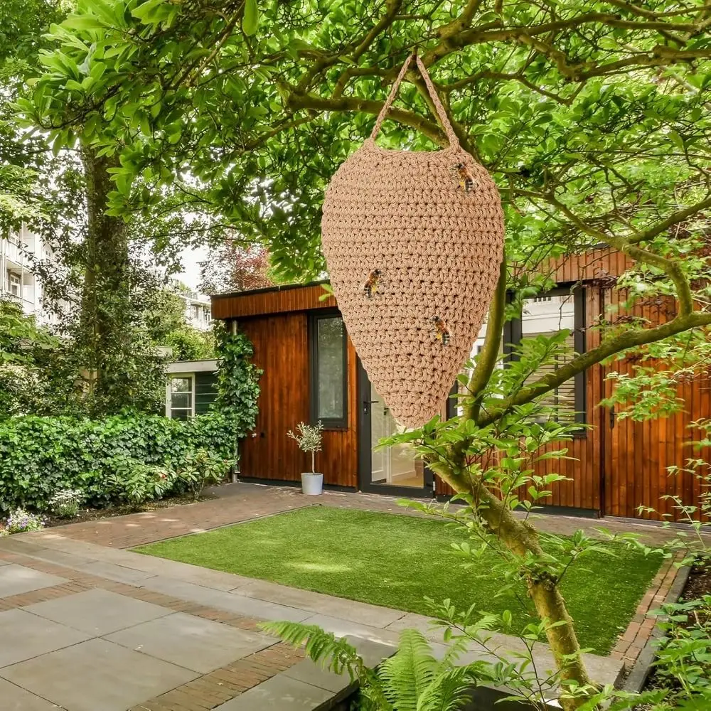 Горячие уличные подвесные большие вязаные крючком ловушки для ос, хлопковые портативные ловушки для оса, искусственное приманка для оса, украшение для патио и карниза на открытом воздухе