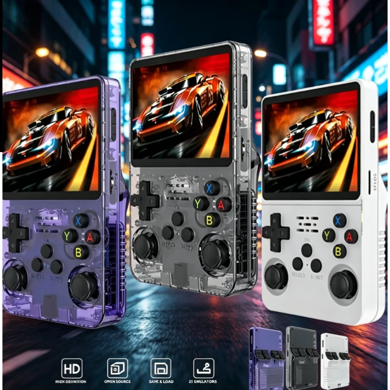 R36S Handheld Game Console 3.5 Inch IPS Screen 128G Classic Retro Games Consoles Arkos System Portable Pocket Video Game Player