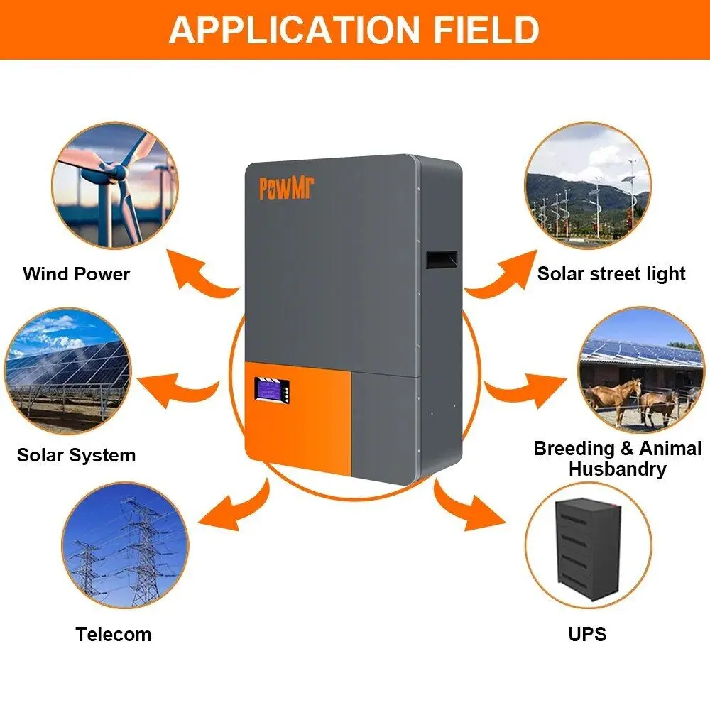 PowMr 51.2V 100AH LiFePO4 Bateria litowa 5KW Akumulatory słoneczne z CAN RS485 16S BMS do instalacji słonecznej UE 6000+ cyklu