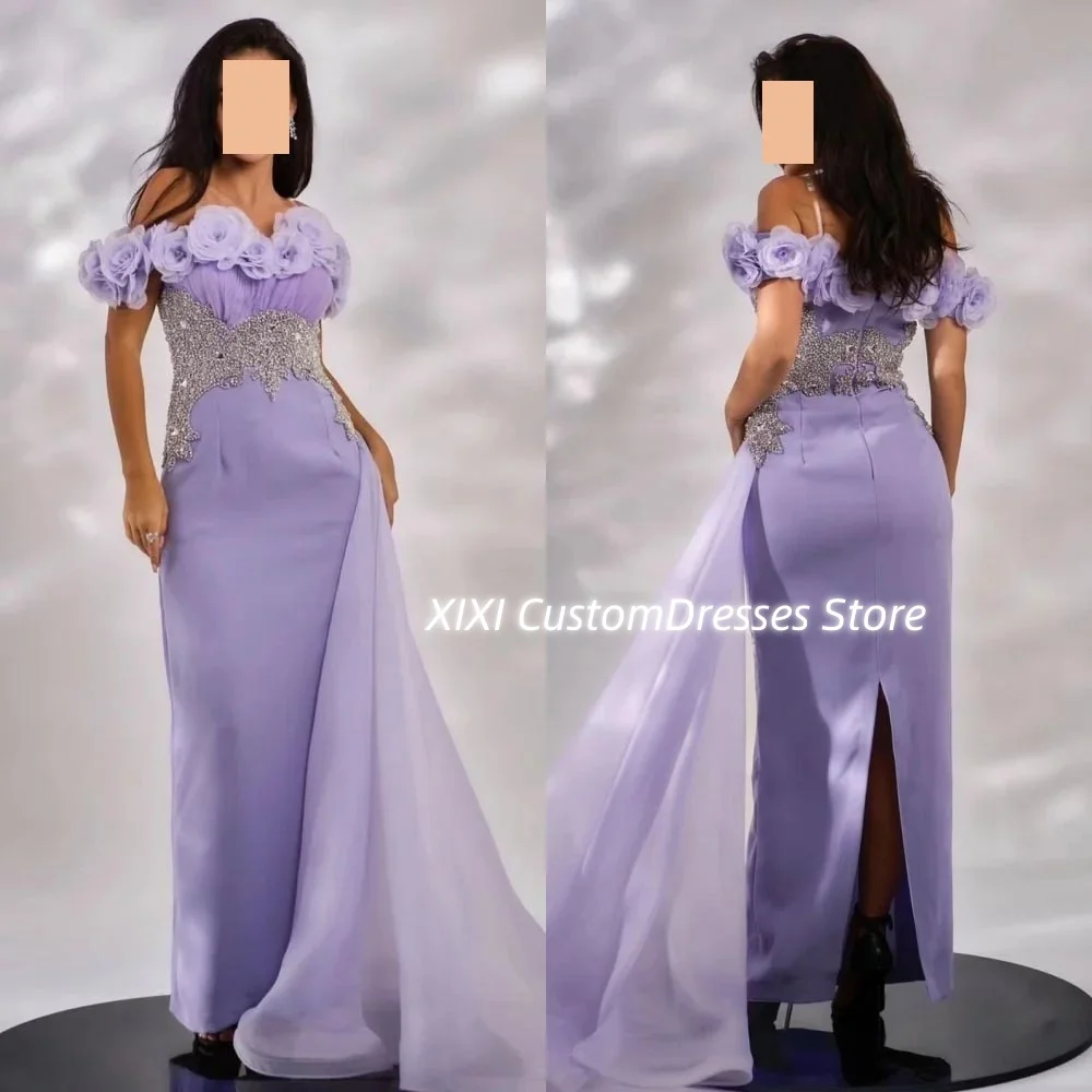 Customized Wedding Party Dress A-Line Strapless Formal Occasion Dresses Floor-Length Zipper Up Flowers Dress Women Elegant Luxur