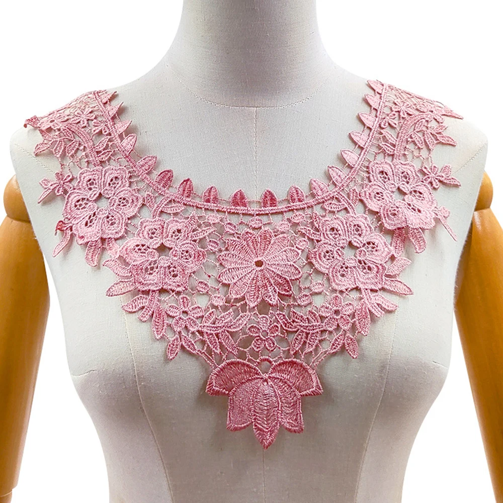 1Pcs Embroidered Fake Collar Fine Venise Lace Fabric Dress Applique Blouse Sewing Trims DIY Neckline Collar Costume Decoration