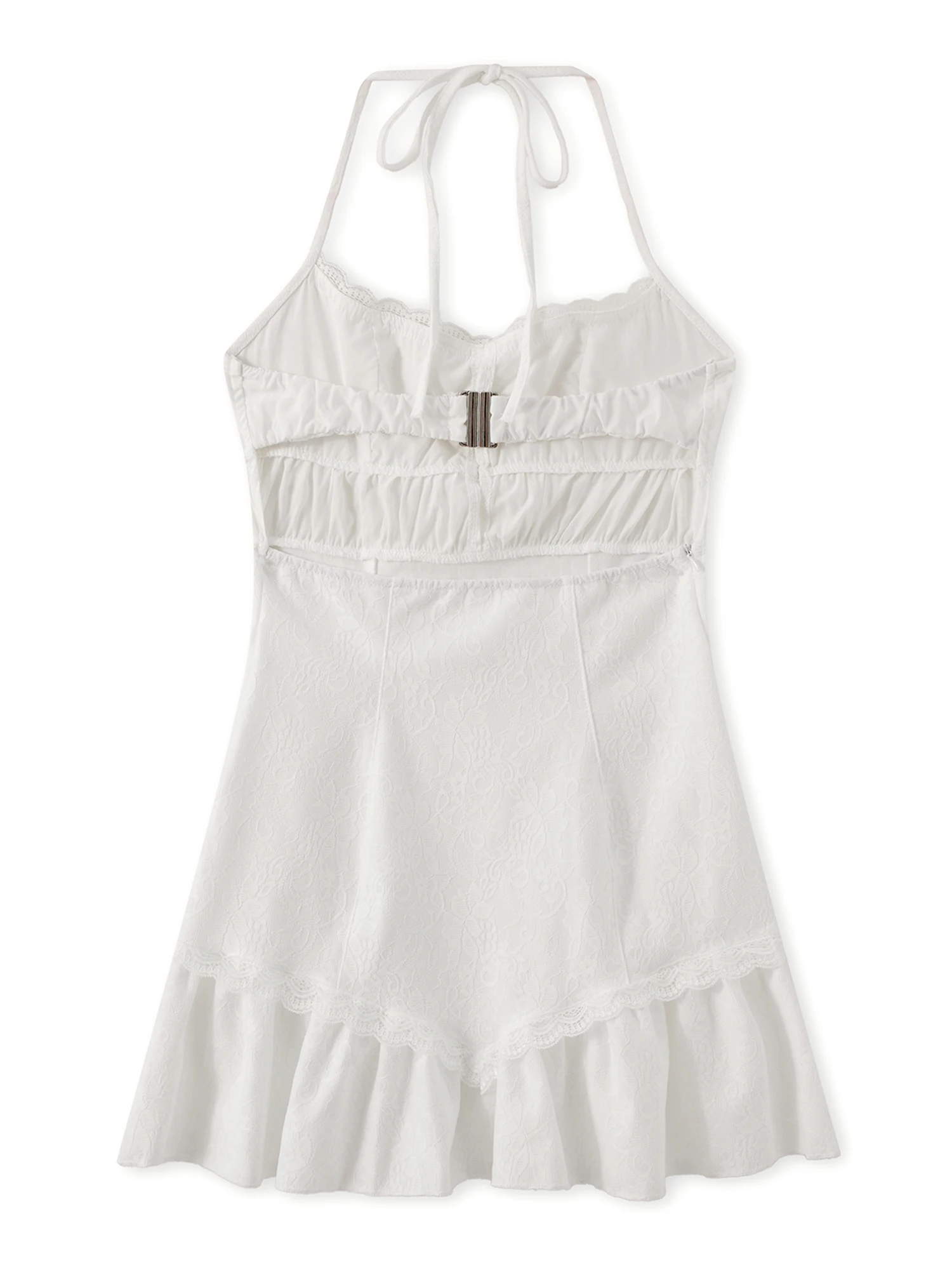 Długa sukienka damska bez ramiączek, elegancka, z kwiatowym wzorem, falbankami, bez rękawów, w stylu boho, idealna na letnie przyjęcie na plaży.