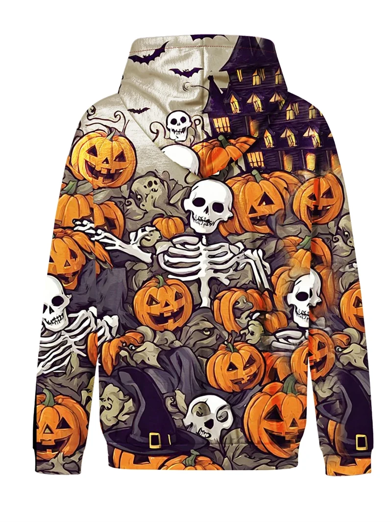 

Halloween Horror Pumpkin Print Hoodies Street Hip Hop Men's Hooded Sweater 3D Printing Digital Sweatshirts Fashion Children Coat