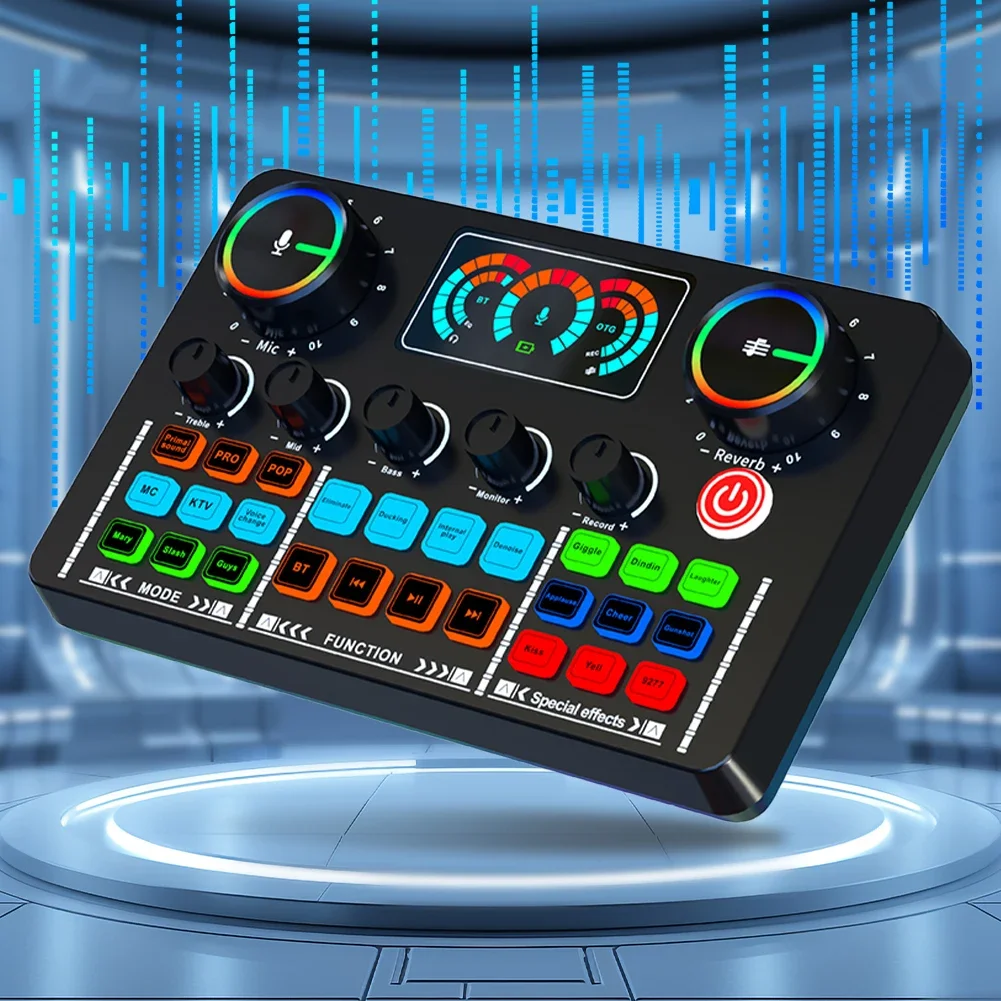 

Звуковая карта V98 Live, производство подкастов, студийное оборудование, Bluetooth-совместимая звуковая микшерная плата, шумоподавление