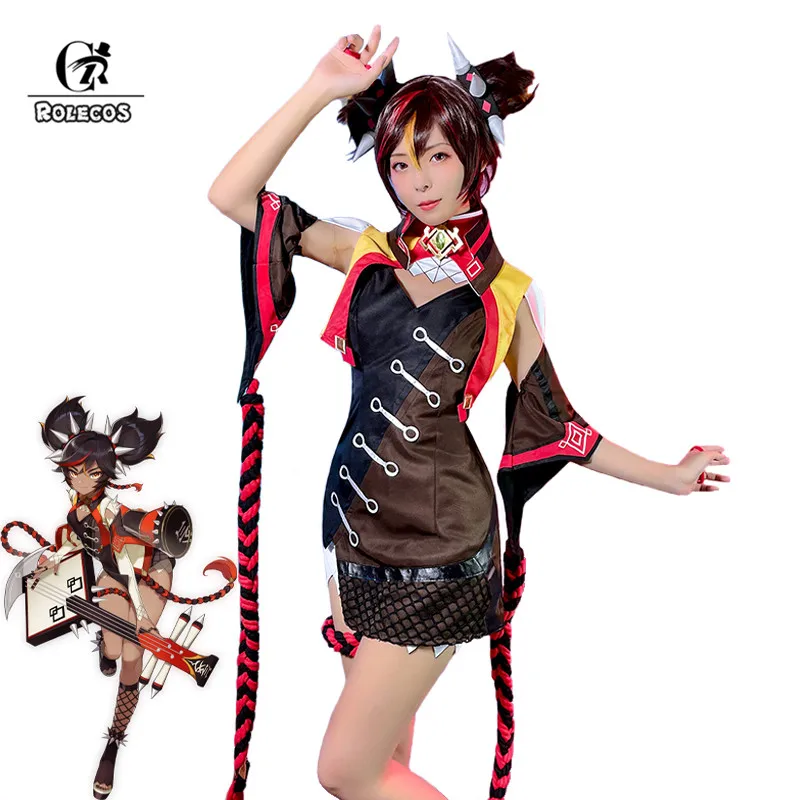 

CosplayROLECOS Game Genshin Impact Xinyan Cosplay Costume Xinyan Cosplay Costume Sexy Women Dress Halloween Vest Shorts Socks Fu