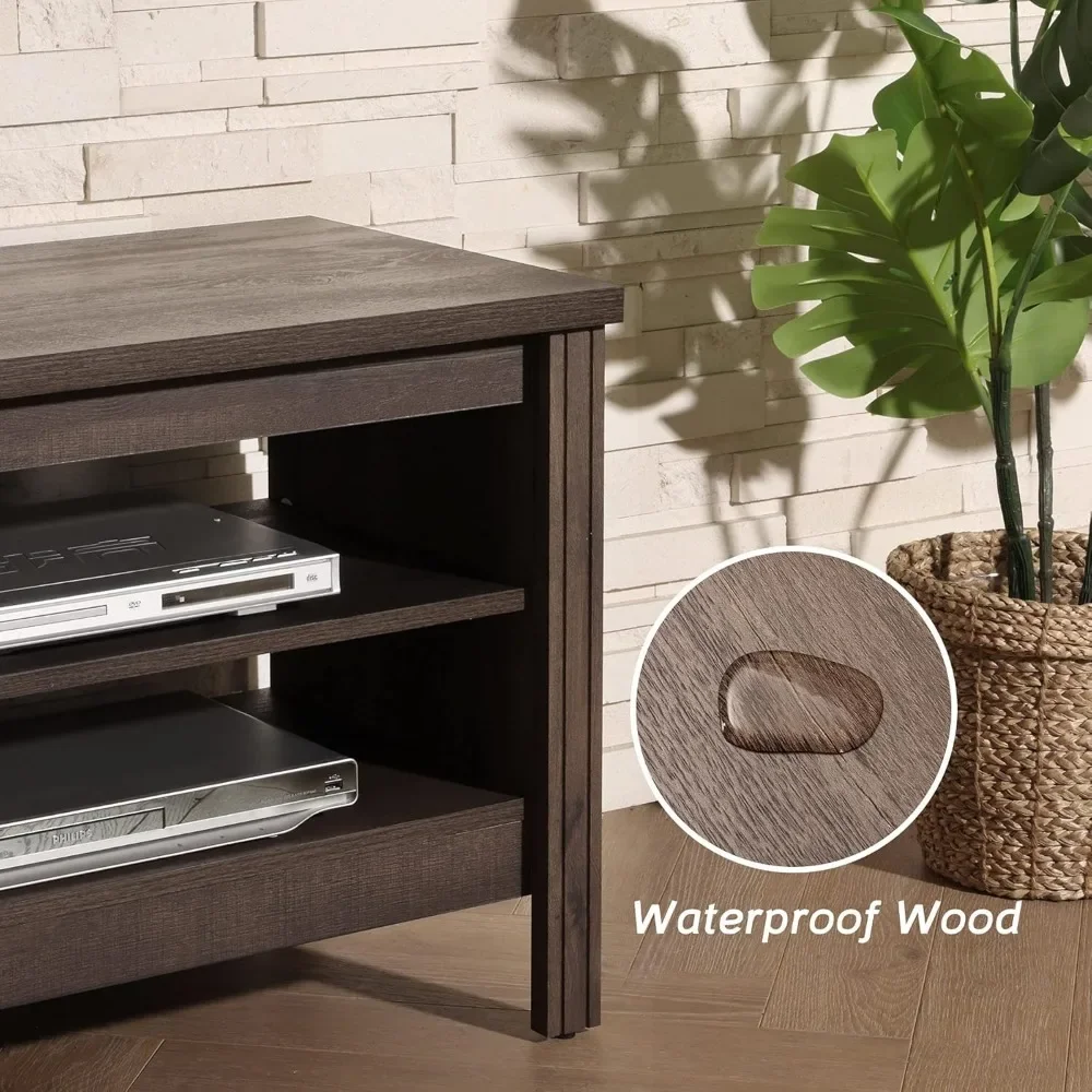 Suporte de TV para TVs de 75 polegadas, centro de entretenimento de madeira para 65 polegadas + TVs, sala de estar com mesa de mídia de 70 polegadas,