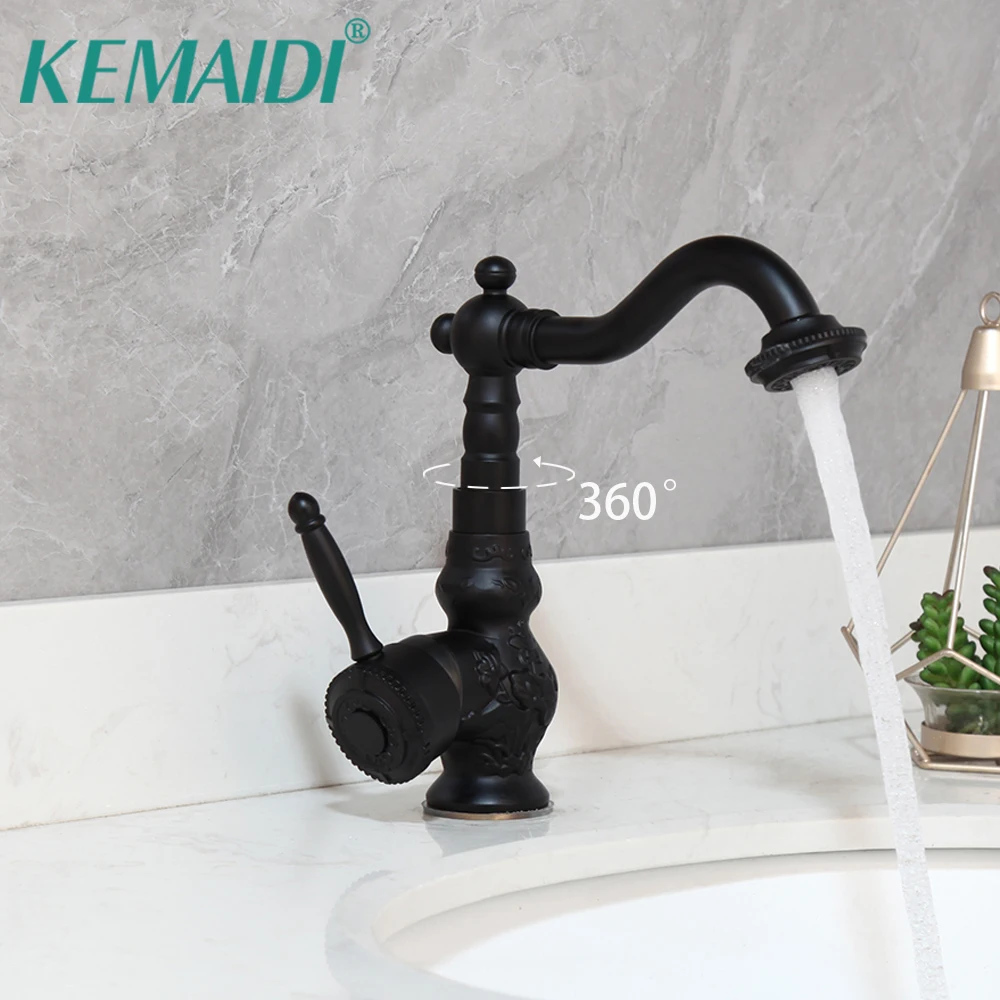 

KEMAIDI Bathroom Basin Faucet 360 Swivel Faucets Mixer Tap Deck Mounted Vanity Faucet Hot Cold Mixer Single Hole