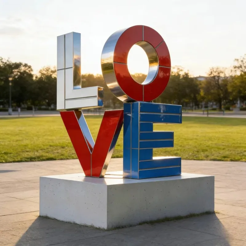 Custom Stainless Steel Letter Love Sculpture Outdoor Landscape Ornament Wedding Venue Tourist Attraction Park Pedestrian Street