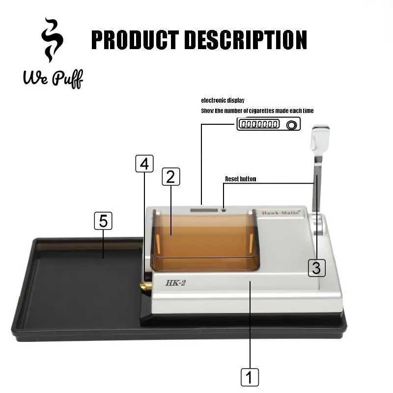 HK-2 Automatic Electric Cigarette Rolling Machine 5.5/6.5/8mm Smoke Tube Injector Tobacco Roller Maker DIY Smoking Accessories