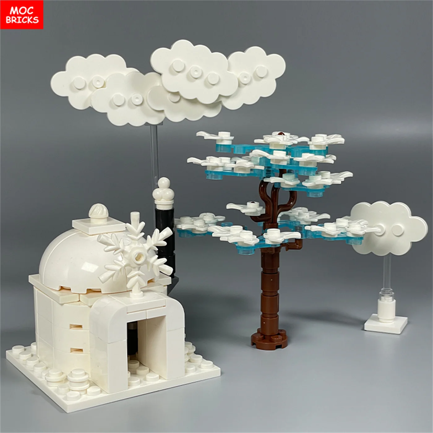 MOC Bricks Cloud Architecture Scarecrow Farm Maple Tree View Village Scene City Model Accessories Building Blocks Kids Toys