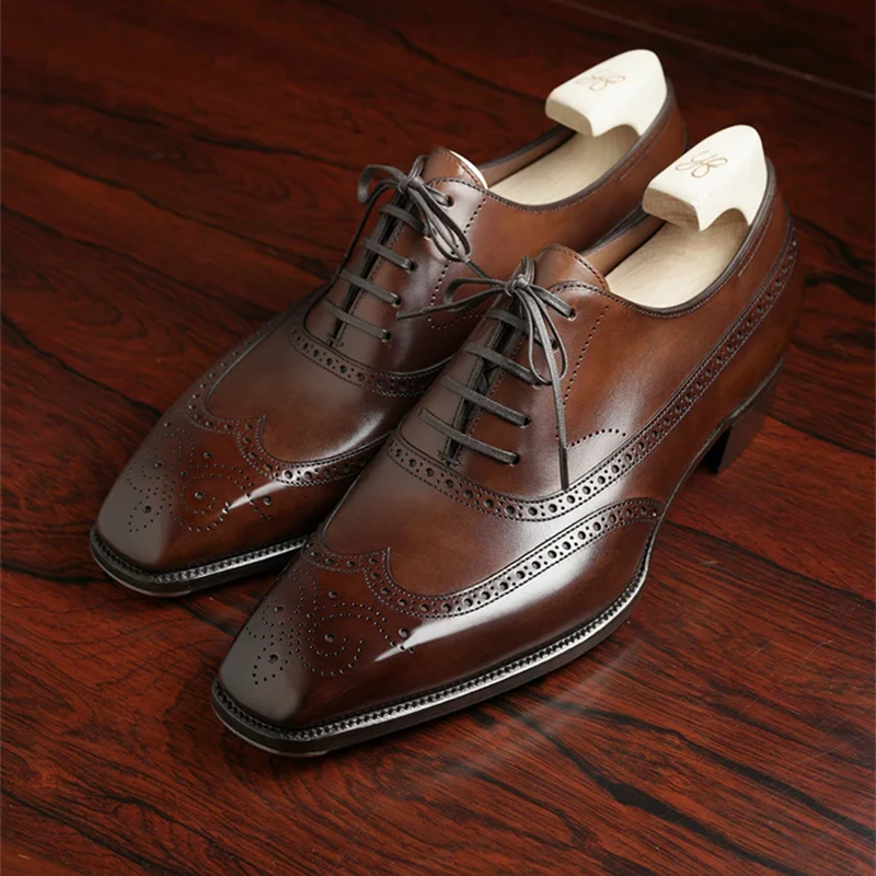 Chaussures Oxford classiques faites à la main pour hommes, Parker pointu, dentelle confortable, non ald, affaires, marron, noir