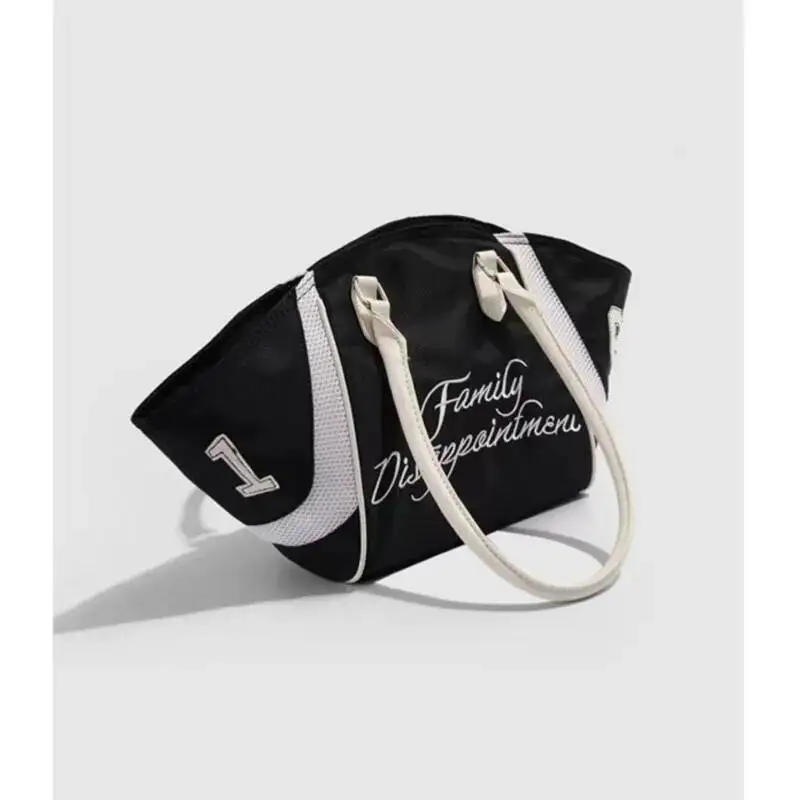 Bloom Sports Nylon Black Tote Wallets Women Versatile Letter Casual Y2k Handbag Ladies Large Capacity Underarm Bag 2025