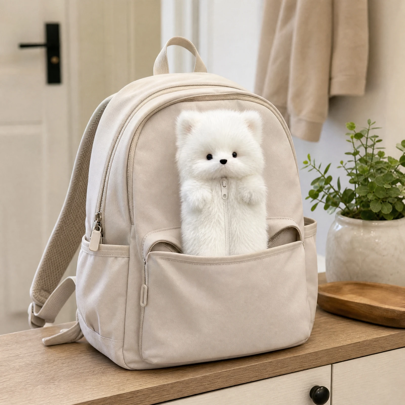 フォクシー型の柔らかいぬいぐるみペンケース。かわいいフォクシーのぬいぐるみペンポーチ。文房具を整理できるペンケース。遊び心のあるバッグ。キュート。