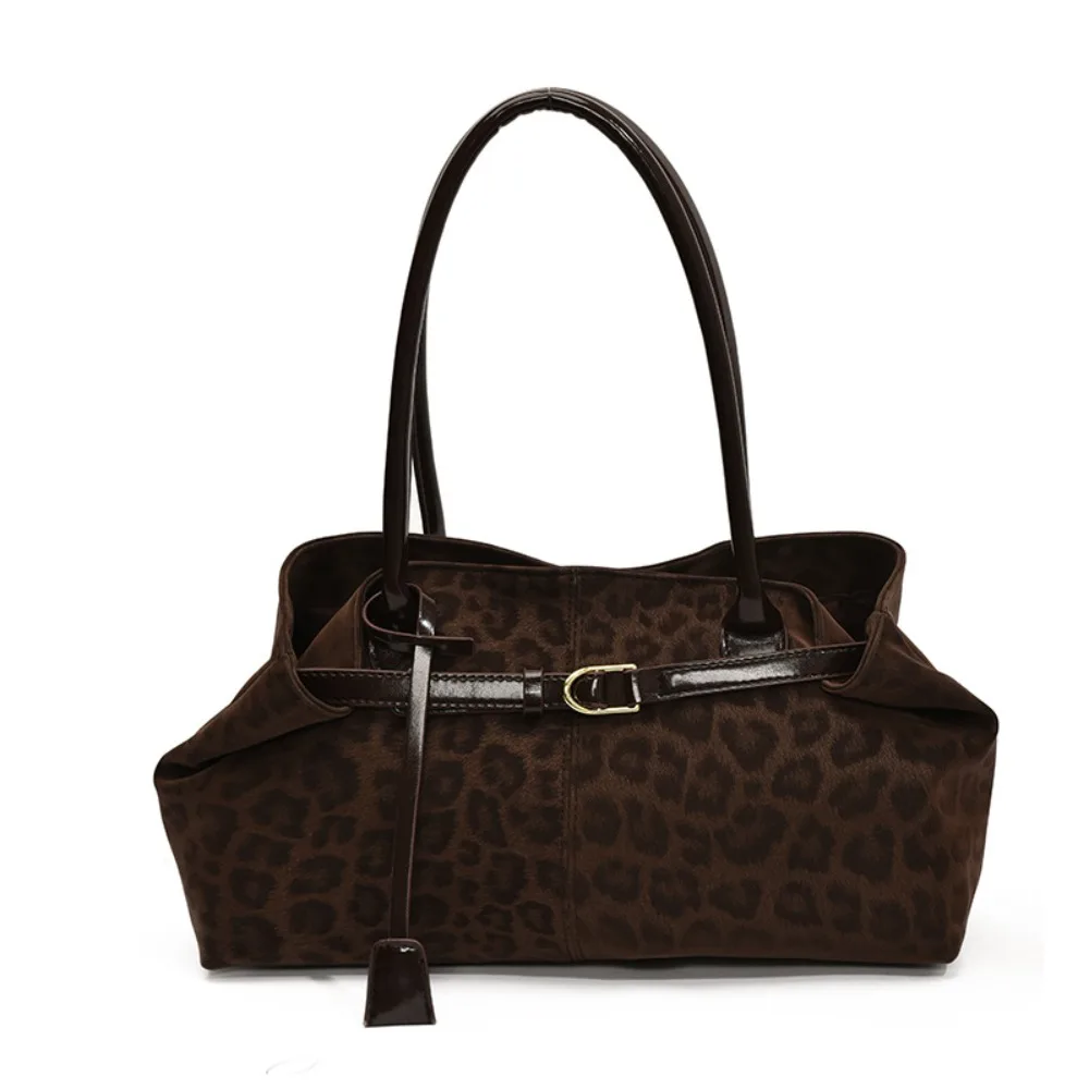

Korean Style Hasp Closure Shoulder Bag Solid Color PU Leather Leopard Print Handbag Bohemian Style Tote Bag Underarm Packs Women