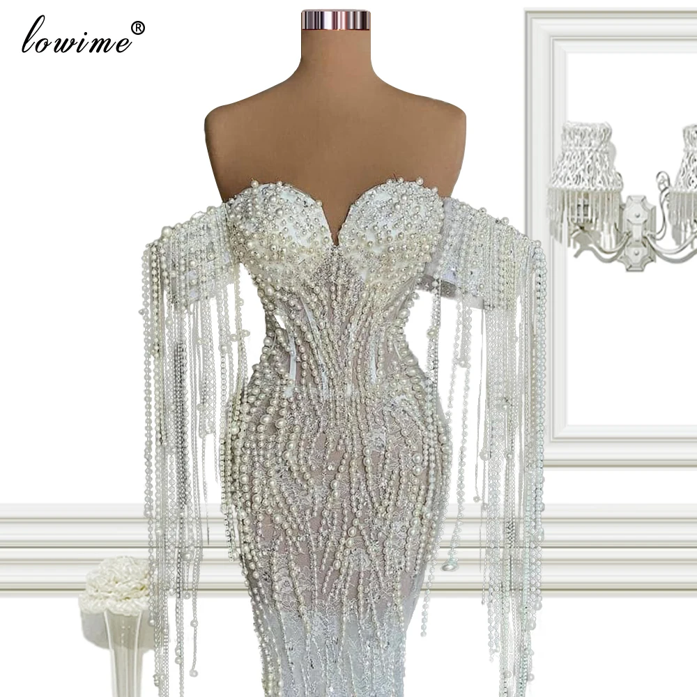 Elegant Ivory Pearls Celebrity Dresses Mermaid Sweetheart Prom Party Dresses Women Evening Wear Pageant Gowns вечернее платье