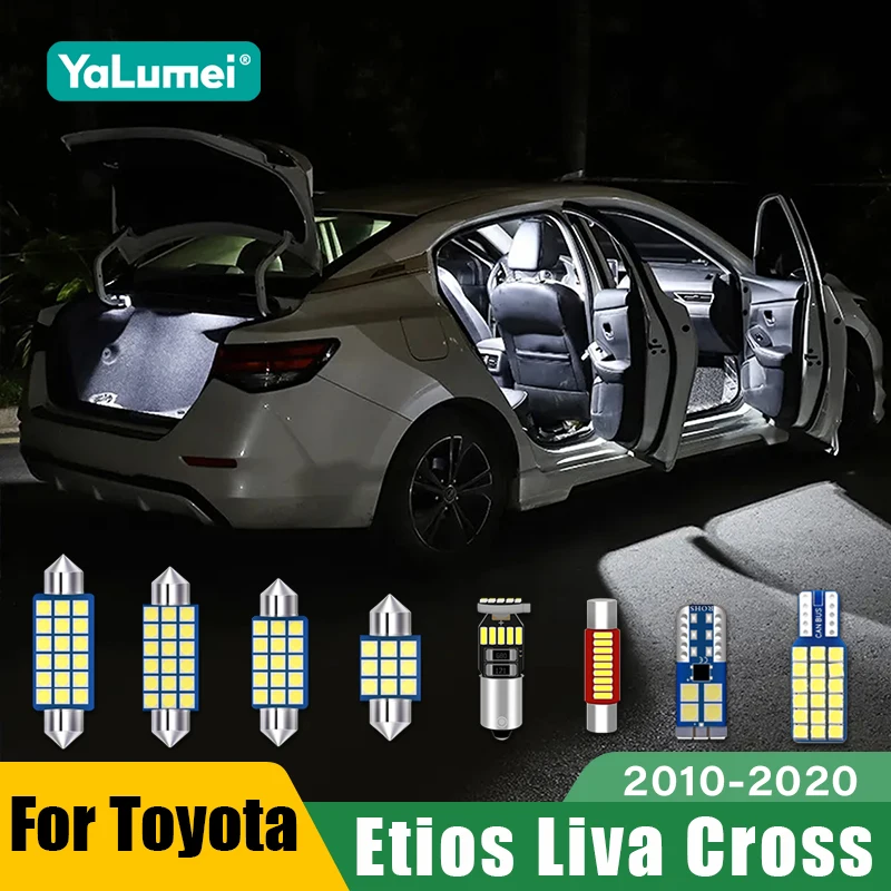 Para Toyota Etios Liva Cross 2010 - 2017 2018 2019 2020, 11 peças de Lâmpadas LED Internas para Carro, Luzes de Placa de Licença e Acessórios