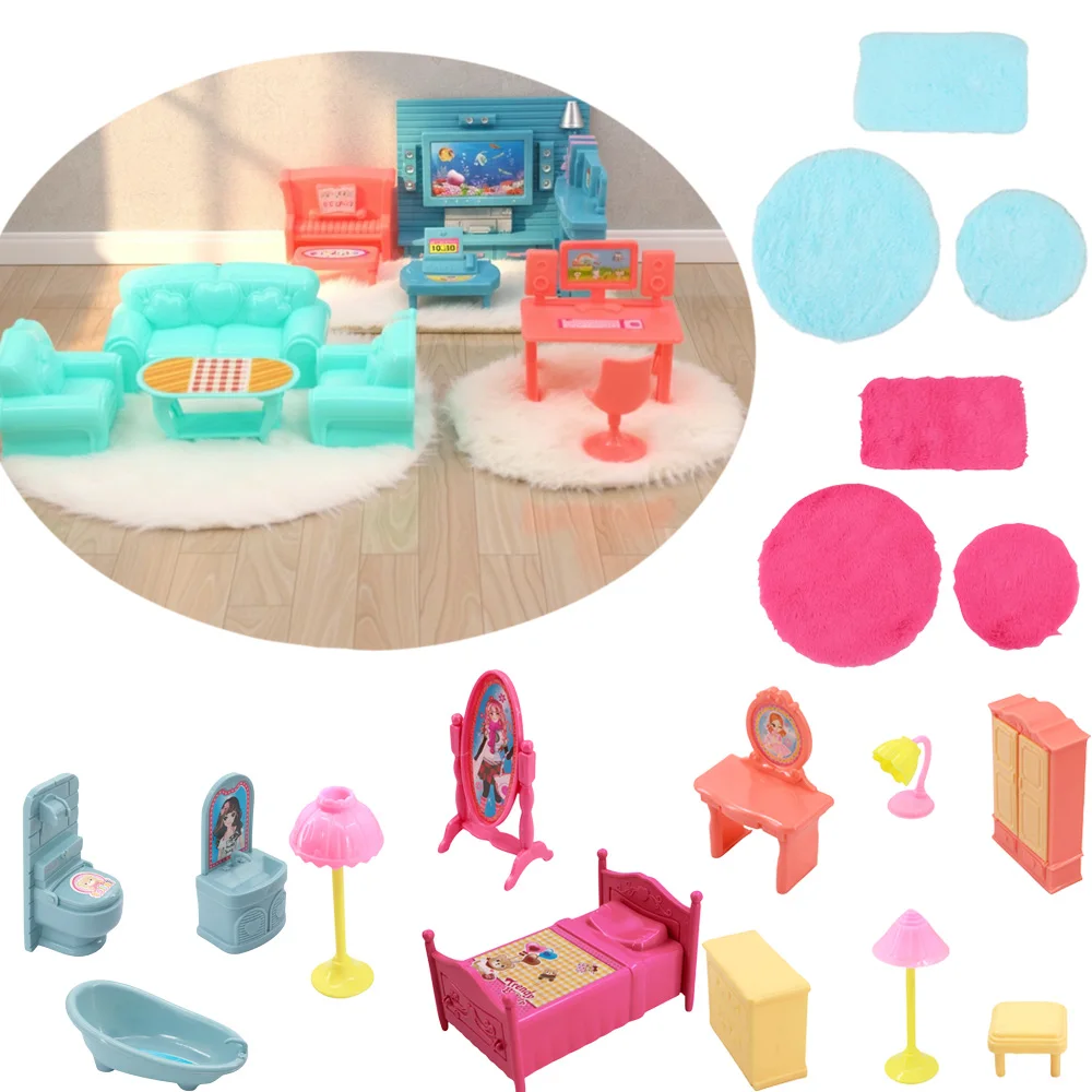 

Набор из 3 плюшевых миниатюрных предметов мебели для кукольного домика: диван, пианино, туалетный столик. Детская игрушка, милый красный столик-кровать в стиле каваи для девочек, подарок.
