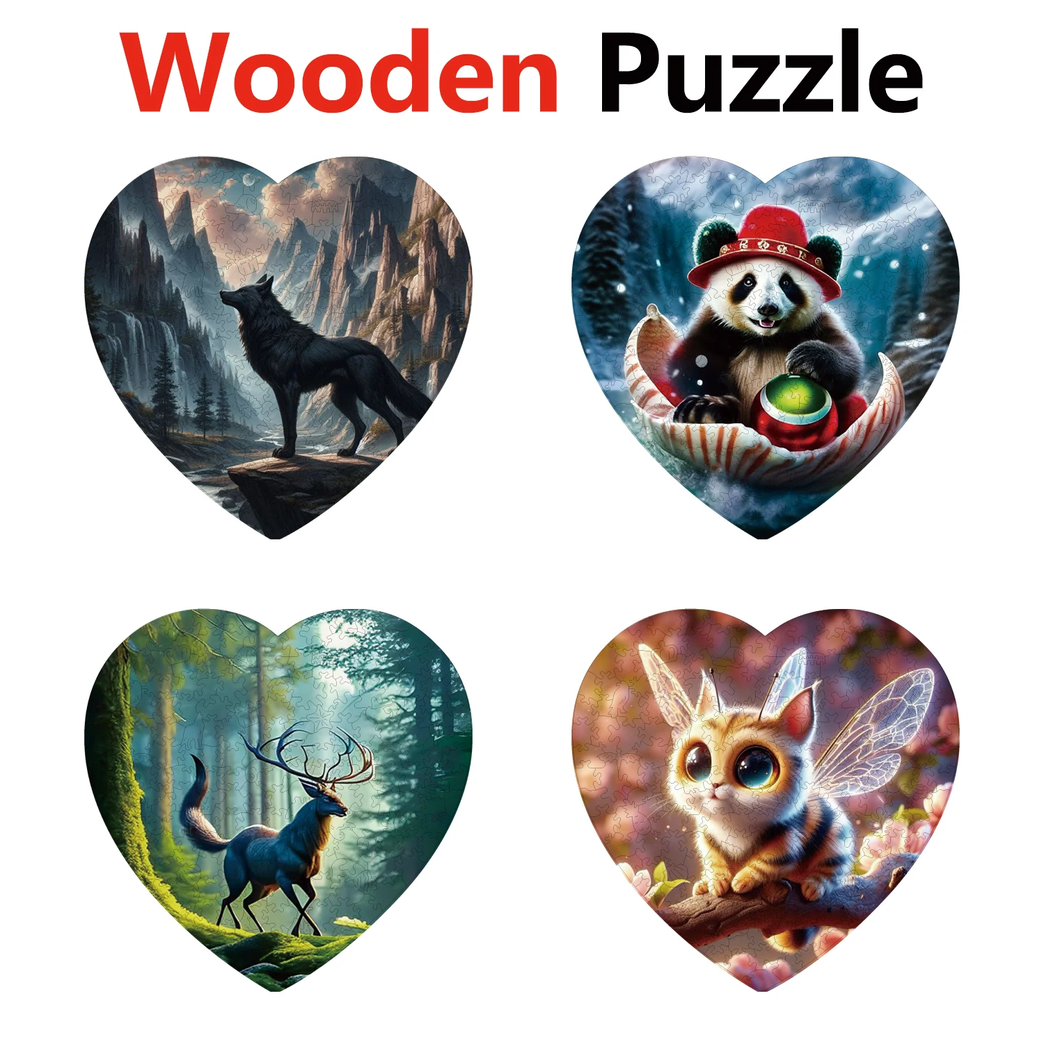 

XIN Deer Squirrel Car Girl Animal Puzzles Unique Shape High Quality Jigsaw Puzzle Wooden Puzzle Best Gift For Child