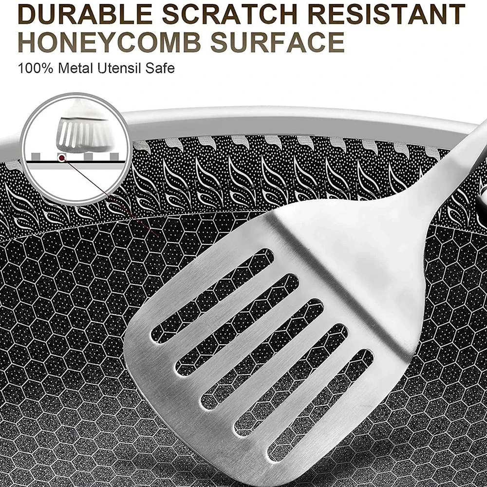 

Nonstick Frying Pan, Stainless Steel 11Inch Frying Pan, 316 Stainless Steel Pan with Honeycomb Coating