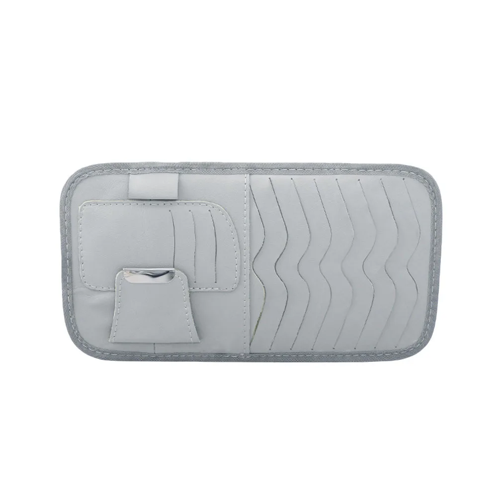 

Car Sun Visor Storage Pouch Grey Premium Multifunctional Auto Interior Organizer Pocket for Cards Sunglasses Driving License