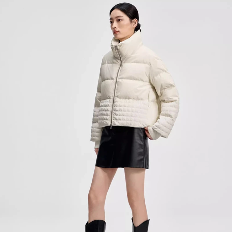 Chericom Daunenjacke mit festem Stehkragen, Zwei-Wege-Reißverschlussleiste, gestrickte Bündchen, integrierte Tasche, schwere Oberbekleidung Y309722Y