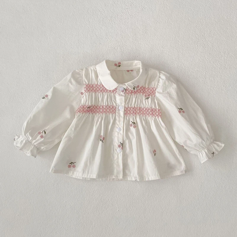 Autumn new style 0-3 years old baby clothing baby girl long-sleeved embroidered cardigan + bread pants two-piece set