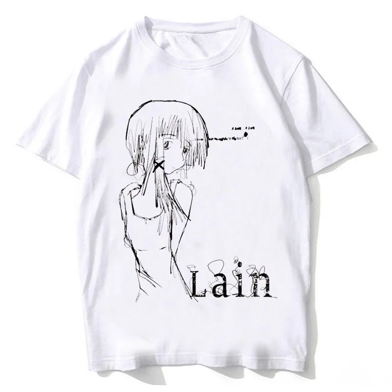 Lain Graphic Print High Quality Cotton Unisex T-shirt Short Sleeve Street Fashion Trend Clothing Street Style Top Tees