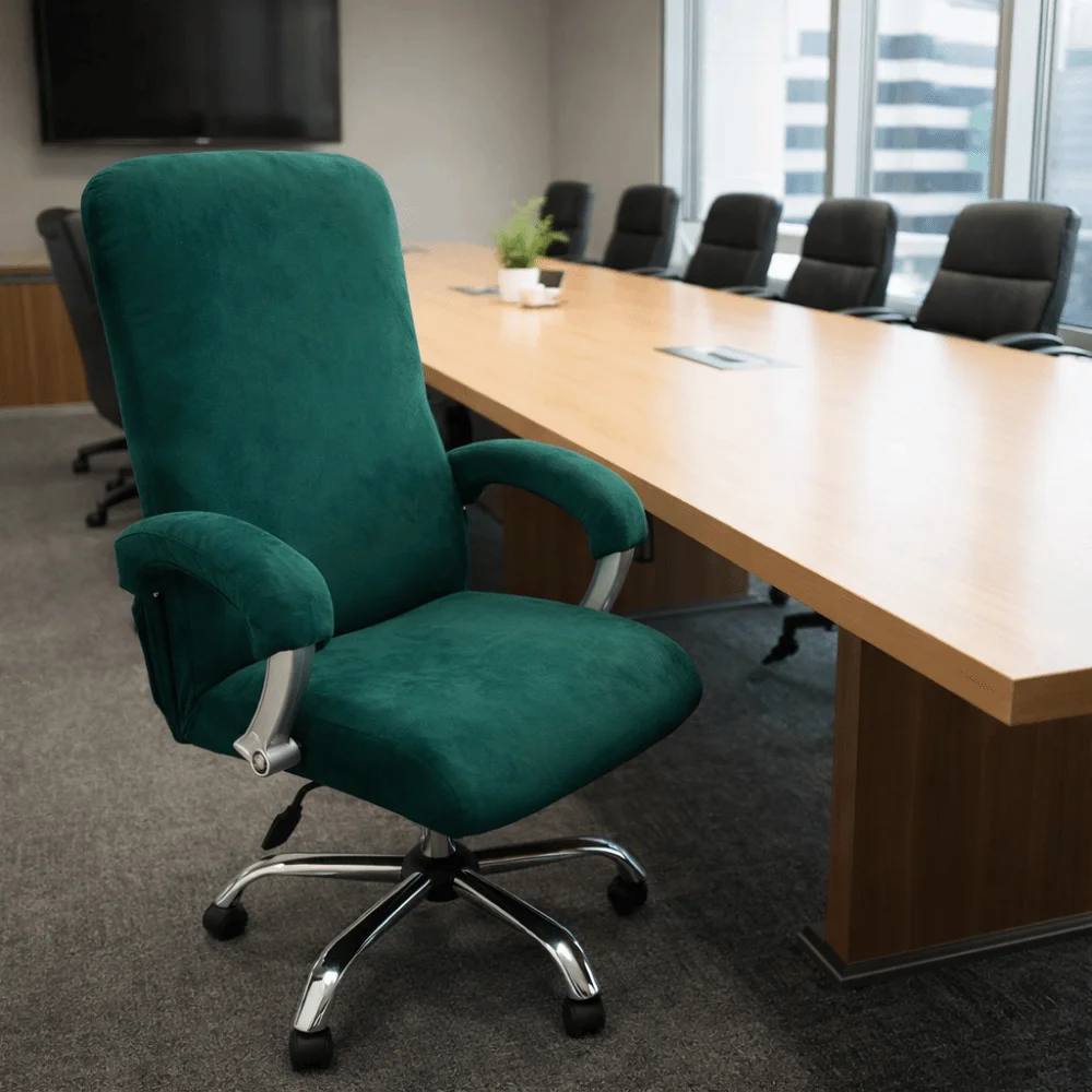 Elastic Office Chair Cover Solid Color Thickened Velvet Chair Cover Washable Removable Computer Chair Cover Study Room