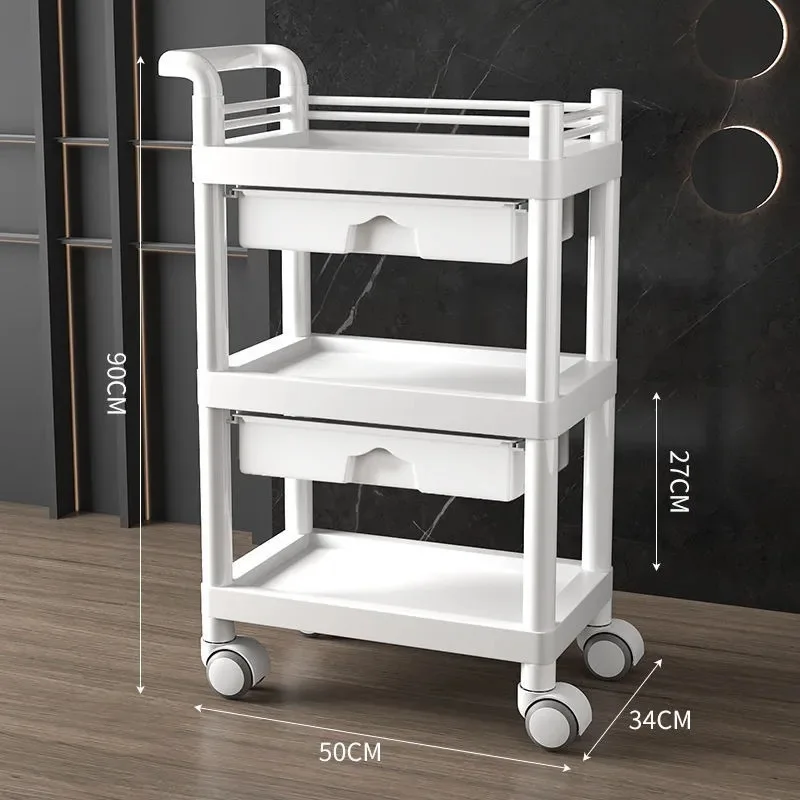 Professional Beauty Salon Cart - Lightweight Plastic Mobile Trolley with Wheels for Cosmetic  & Equipment Storage view 4