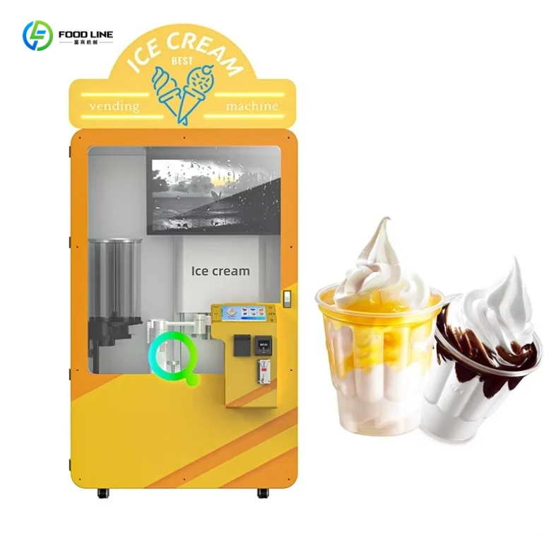 24H Unmanned Self-service Ice Cream Robot Vending Machine | Commercial Automatic Soft Serve Dispenser for Mall