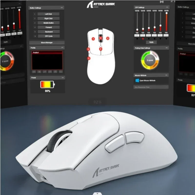 Imagem -04 - Mouse sem Fio Attack Shark r1 18000dpi 1000hz Conexão Tripla Paw3311 Macro Gaming Mouse Stema Lol E-sports Brithday Presentes