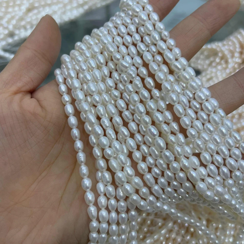 AAA 100% High Quality Natural Freshwater Pearls White Rice Loose Spacer Beads for Jewelry Making DIY Necklace Bracelet Accessory