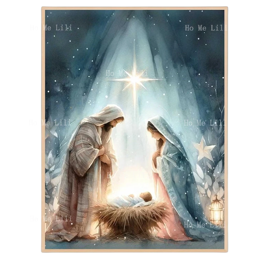 Birth Of Jesus Nativity Painting Star Of Bethlehem Holy Family Painting Christmas Christian Art