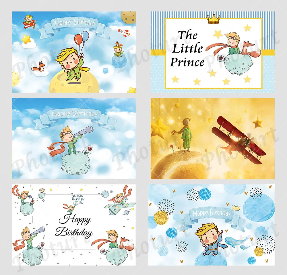Little Prince Backdrop Kids Birthday Party Baby Shower Boys Background Red Rose Moon Fox Bule Photography Decoration Props