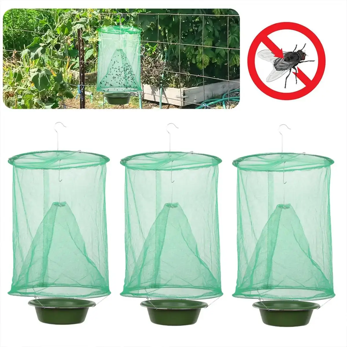 1/5/10 Sets of Fly Catching Traps, Outdoor Hanging Fly Traps, Physical Fly Killing Traps, Fly Traps with No Return