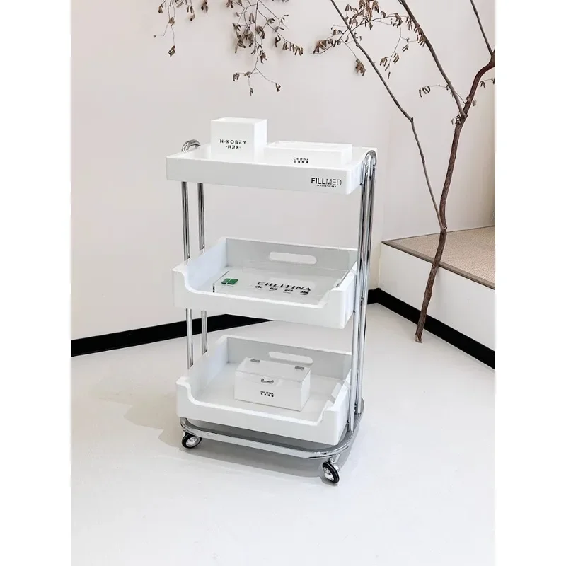 Premium light luxury beauty salon special trolley three-layer multi-functional storage rack manicure and hair instrument placeme