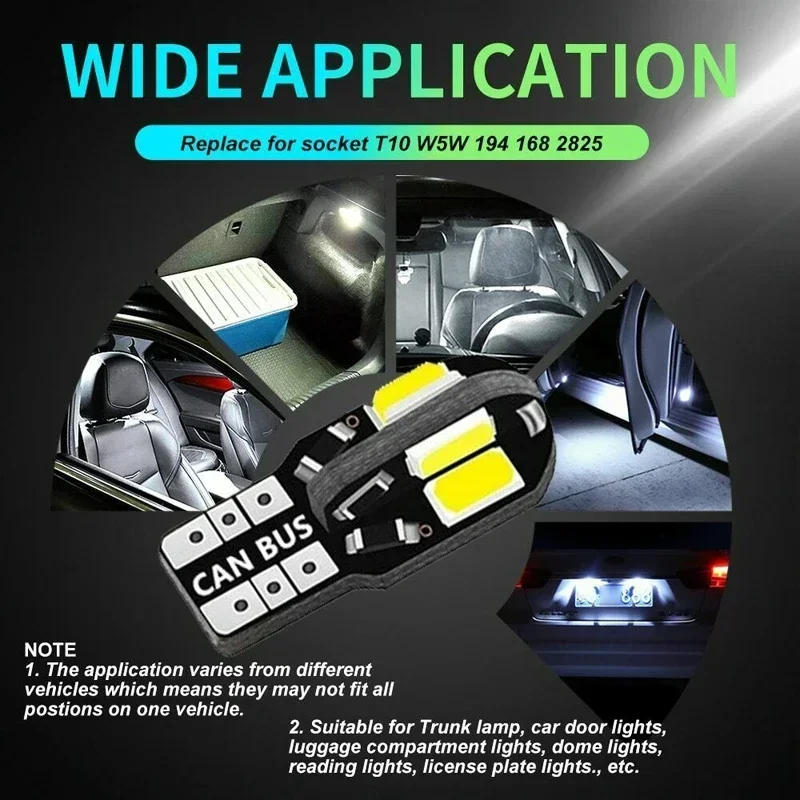 2/6/10PCS W5W T10 LED Bulbs Canbus 5730 8SMD 4014 26smd 12V 6000K 194 168 LED Car Map Dome Lights Parking Light Auto Signal Lamp