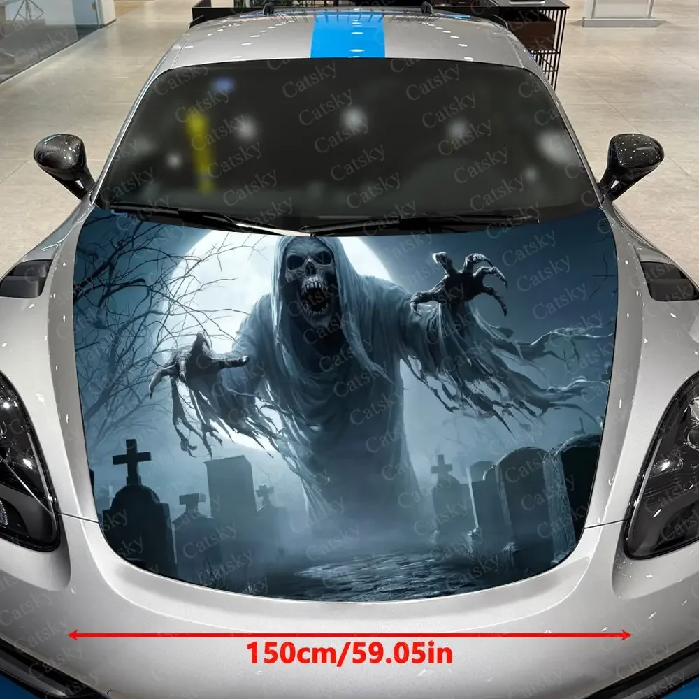 The Attacking Ghost PVC Sticker For Car Hoods, Long-Lasting Car Accessories For Hood Packaging, Gifts For Father'S Day